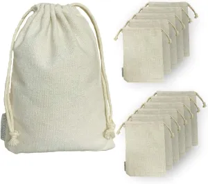 12 Pcs Cotton Drawstrings Bags 12x15 inch,Heavy Duty Reusable Canvas Cotton Muslin Bags,Perfect Organizing,Storage,Crafts and Favor Bags,12 x 15 inch