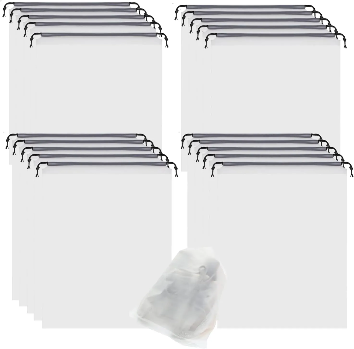 20Pack Clear Shoe Bags for Travel,11.8 * 15.7" Drawstring Travel Shoe Bags for Packing, Waterproof Dustproof Portable Travel Shoe Storage Bag with Rope for Men and Women