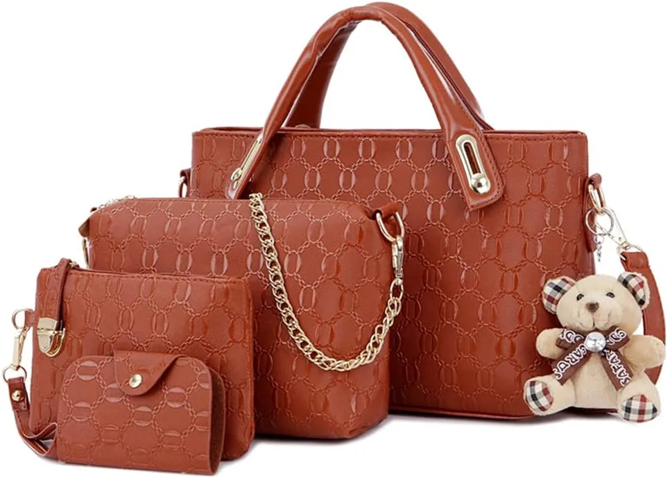 4pcs Set Handbags for Women Shoulder Bag Purse Card Holder Shopper Tote Satchels