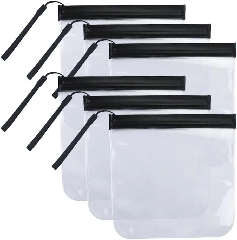 6 Pcs 20cm Plastic Travel Toiletry Bags Clear Cosmetic Bags Waterproof Liquids Bags Transparent Makeup Bags Small Leakproof Traveling Bags