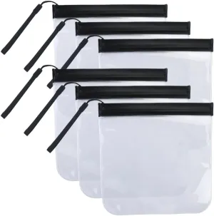 6 Pcs 20cm Plastic Travel Toiletry Bags Clear Cosmetic Bags Waterproof Liquids Bags Transparent Makeup Bags Small Leakproof Traveling Bags