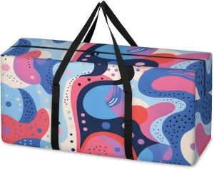 Abstract Artistic Geometry Extra Large Moving Bags Heavy Duty Storage Bags Cloth Wrap Around Handles Double Zipper Reusable Convenient Foldable Storage Tote for Travel Camping Space Save