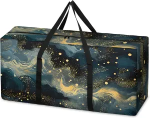 Abstract Galaxy Extra Large Moving Bags Heavy Duty Storage Bags Retro Galaxy Cloth Wrap Around Handles Double Zipper Reusable Convenient Foldable Storage Tote for Travel Camping Space Save