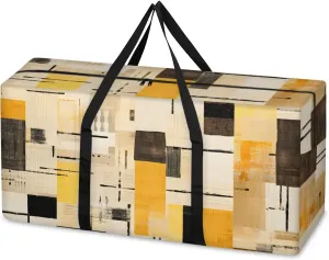 Abstract Geometry Extra Large Moving Bags Heavy Duty Storage Bags Colorful Cloth Wrap Around Handles Double Zipper Reusable Convenient Foldable Storage Tote for Travel Camping Space Save