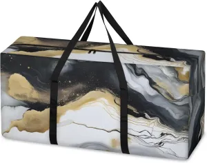 Abstract Marble Extra Large Moving Bags Heavy Duty Storage Bags Artistic Marble Cloth Wrap Around Handles Double Zipper Reusable Convenient Foldable Storage Tote for Travel Camping Space Save