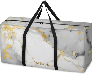 Abstract Marble Extra Large Moving Bags Heavy Duty Storage Bags Fantastic Marble Cloth Wrap Around Handles Double Zipper Reusable Convenient Foldable Storage Tote for Travel Camping Space Save