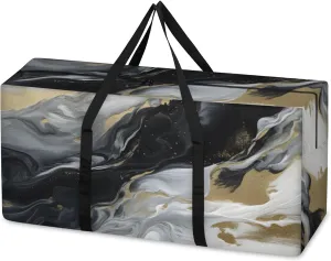 Abstract Marble Extra Large Moving Bags Heavy Duty Storage Bags Watercolor Marble Cloth Wrap Around Handles Double Zipper Reusable Convenient Foldable Storage Tote for Travel Camping Space Save