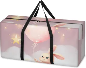 Abstract Rabbit Extra Large Moving Bags Heavy Duty Storage Bags Cute Rabbit Cloth Wrap Around Handles Double Zipper Reusable Convenient Foldable Storage Tote for Travel Camping Space Save
