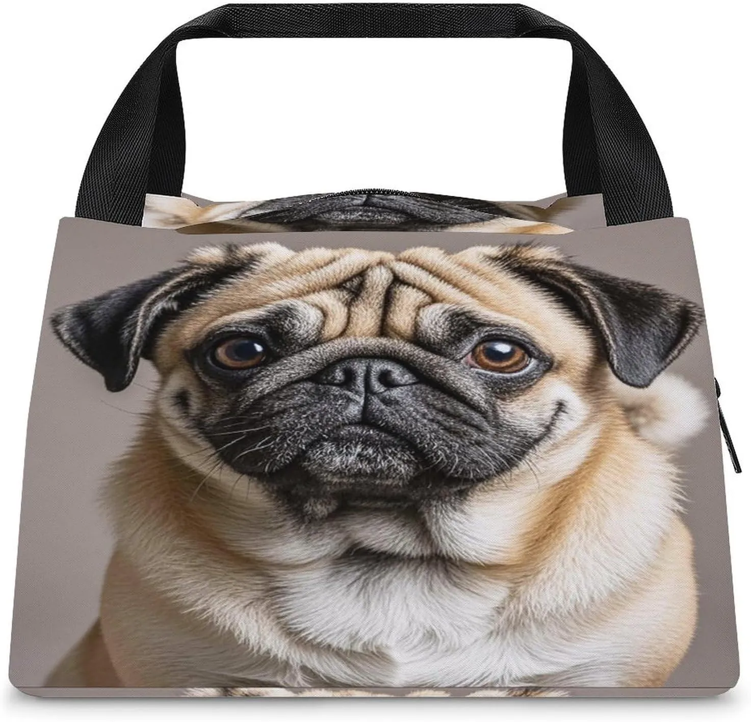 Adult Insulated Bags, Funny Pug Dog Printed Cooler Bags, Insulated Tote Bags, Grocery Tote Bags