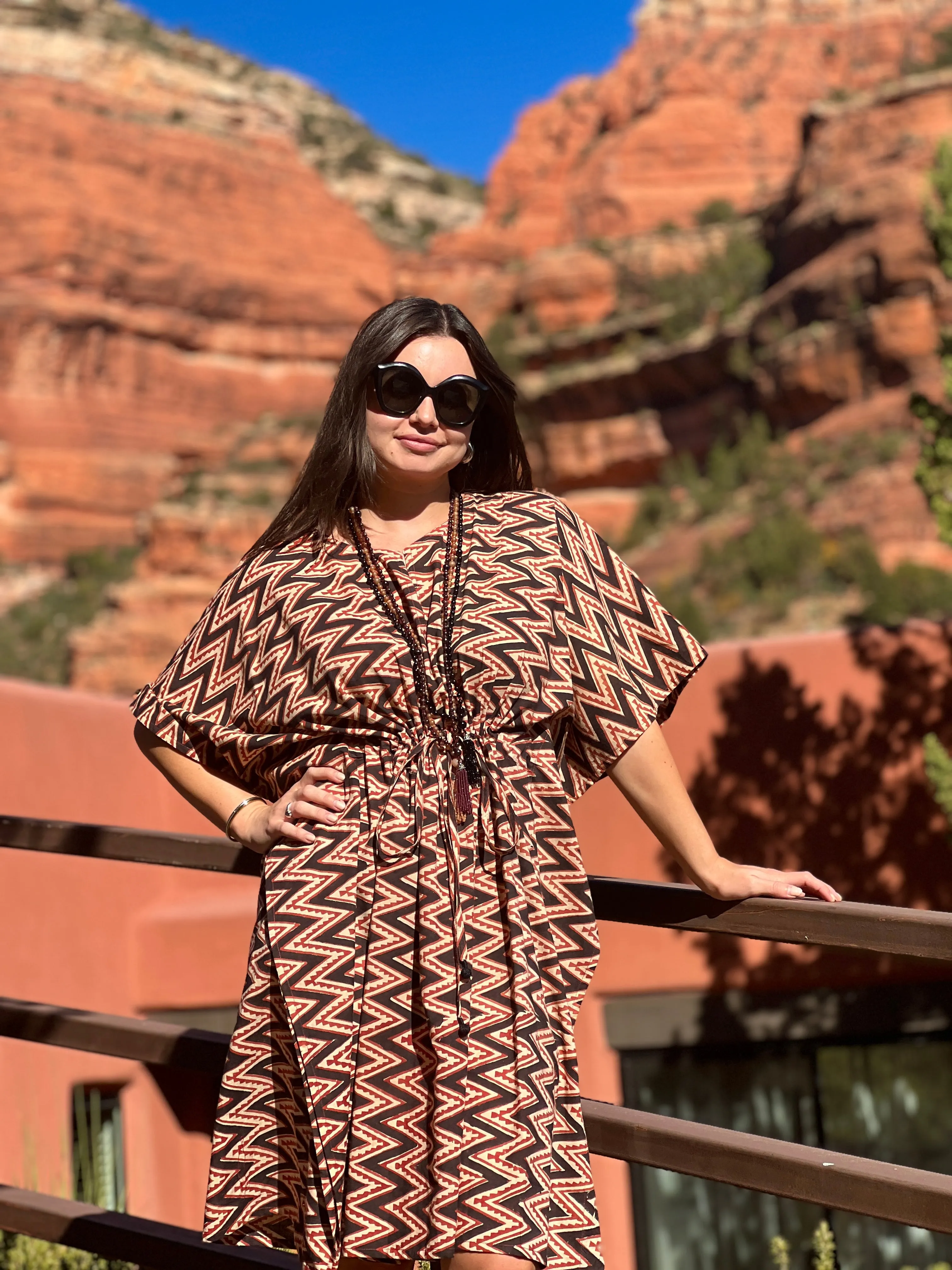 Ajmer Midi Cotton Kaftan Dress Final Sale