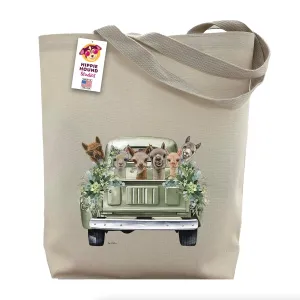 Alpaca Tote Bag - Alpaca Lover Gift - Alpaca in Vintage Farm Truck Totes -Handmade Totes - Llama Canvas Totes - Llama Reusable Shopping Bag - Gifts for Mom - Shoulder Bag - Grocery Bag - Handbag - Hippie Hound Studios - Made in USA