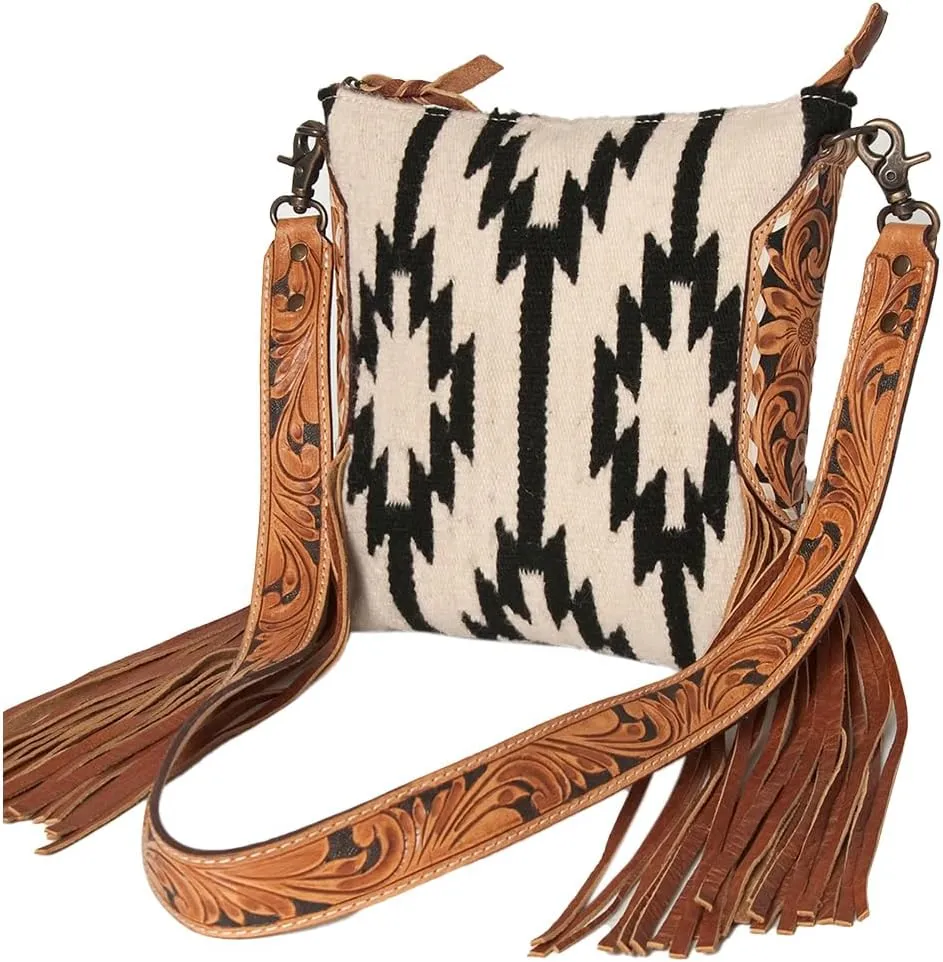 American Darling Hand Tooled Saddle Blanket Genuine Leather Women Bag Western Handbag Purse