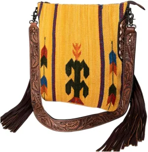 American Darling Messenger Bag Saddle Blanket Fabric Genuine Leather Western Women Bag Handbag Purse | Cute Messenger Bag | Leather Messenger Bag | Messenger Purse