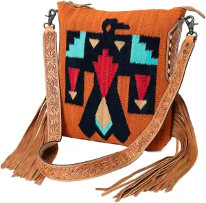 American Darling Messenger Bag Saddle Blanket Fabric Genuine Leather Western Women Bag Handbag Purse | Cute Messenger Bag | Leather Messenger Bag | Messenger Purse