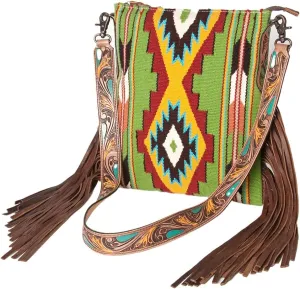 American Darling Messenger Bag Saddle Blanket Fabric Genuine Leather Western Women Bag Handbag Purse | Cute Messenger Bag | Leather Messenger Bag | Messenger Purse