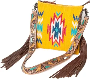 American Darling Messenger Bag Saddle Blanket Fabric Genuine Leather Western Women Bag Handbag Purse | Cute Messenger Bag | Leather Messenger Bag | Messenger Purse