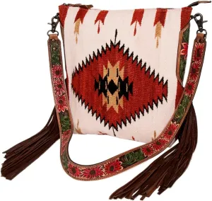 American Darling Messenger Bag Saddle Blanket Fabric Genuine Leather Western Women Bag Handbag Purse | Cute Messenger Bag | Leather Messenger Bag | Messenger Purse