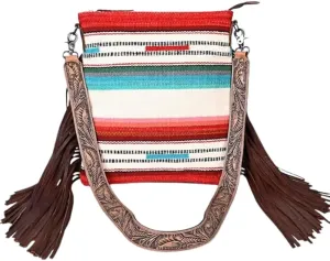 American Darling Messenger Saddle Blanket Fabric Genuine Leather Western Women Bag Handbag Purse | Cute Messenger Bag | Leather Messenger Bag | Messenger Purse