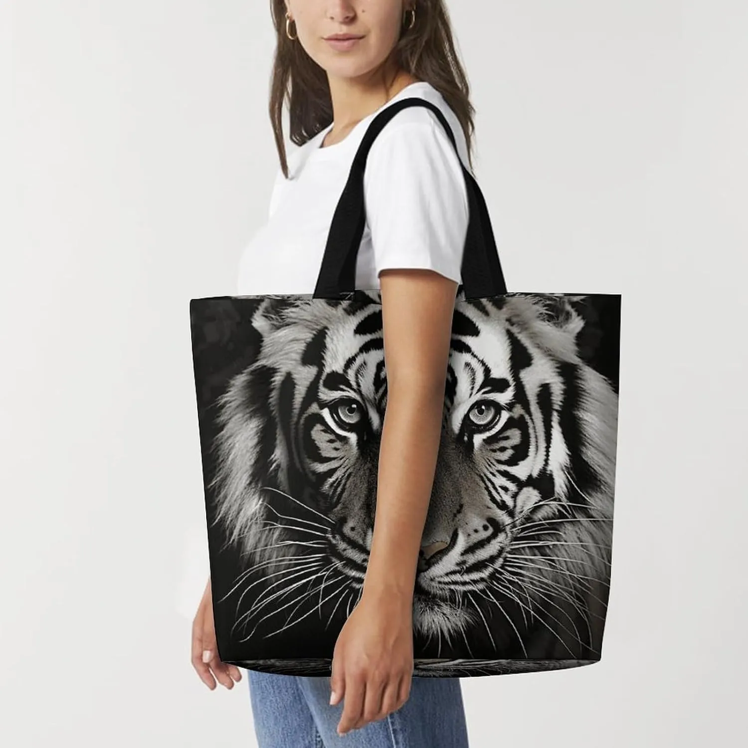 Animal Pug Dog Beach Bag Reusable Tote Bag Foldable Grocery Bags Women Shopping Bags for Daily Essentials