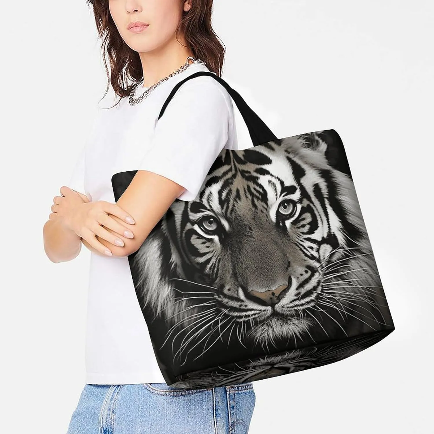 Animal Pug Dog Beach Bag Reusable Tote Bag Foldable Grocery Bags Women Shopping Bags for Daily Essentials
