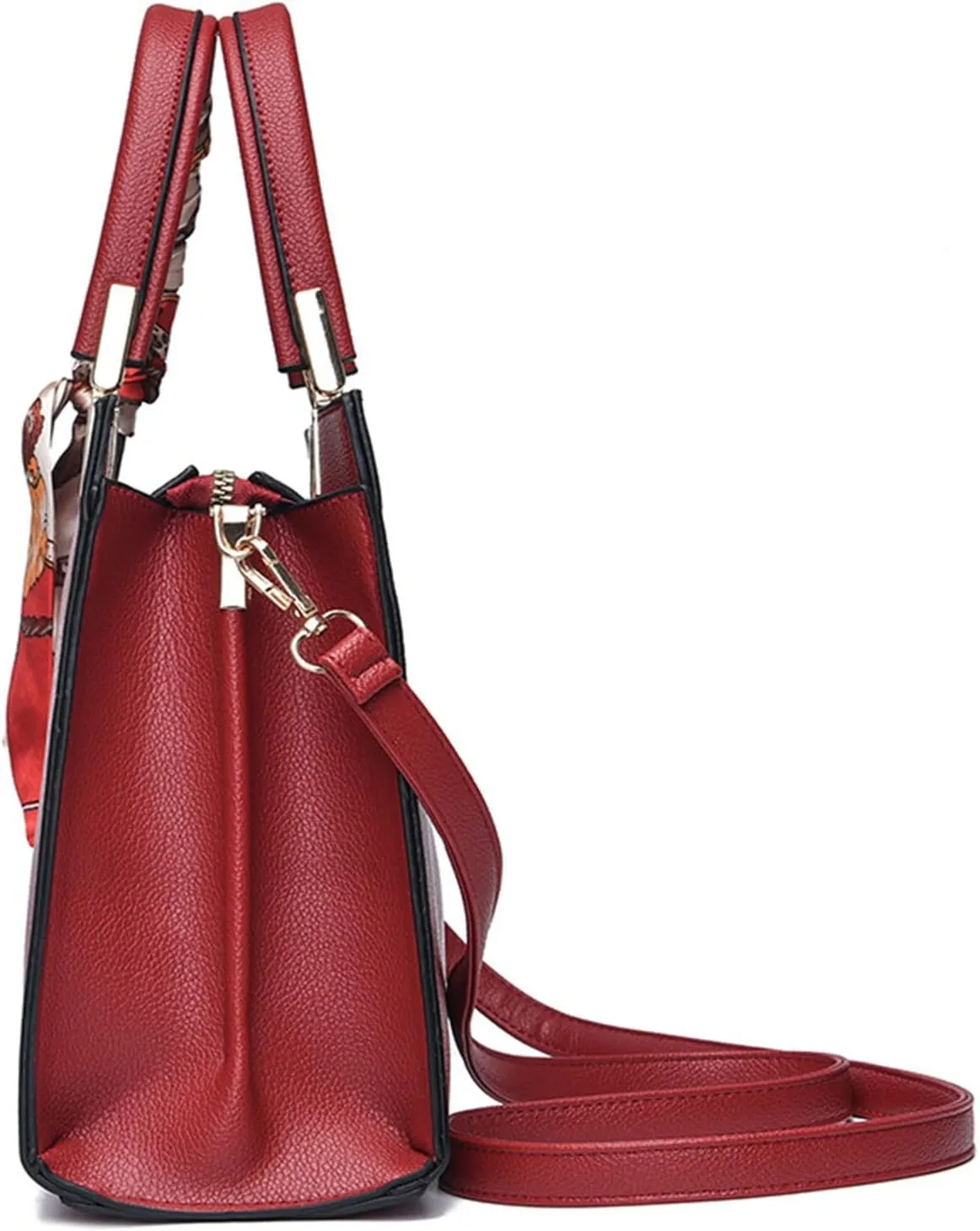 Anti Theft Shoulder Bags for Woman Lightweight Tote Shoulder Bags Satchel Black Purses Temperament Clutch Purse(Red)