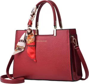Anti Theft Shoulder Bags for Woman Lightweight Tote Shoulder Bags Satchel Black Purses Temperament Clutch Purse(Red)
