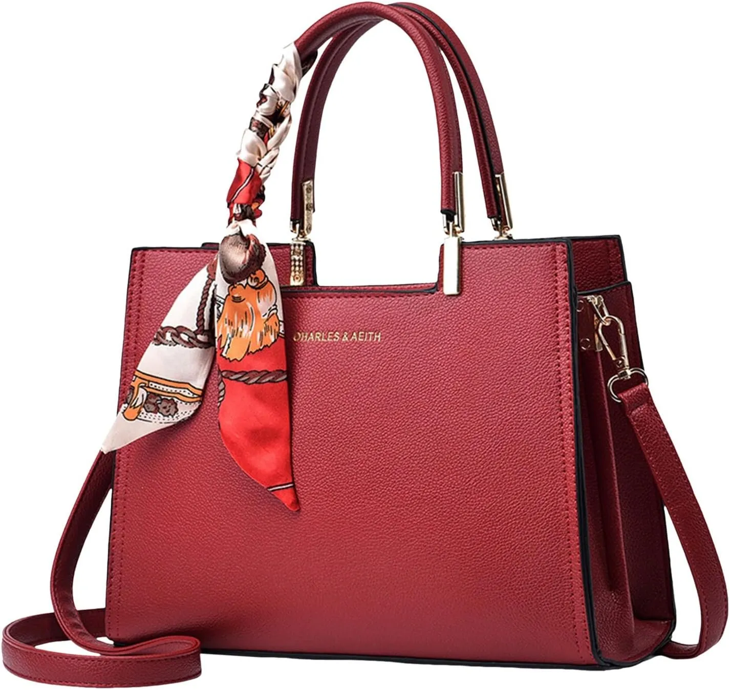 Anti Theft Shoulder Bags for Woman Lightweight Tote Shoulder Bags Satchel Black Purses Temperament Clutch Purse(Red)