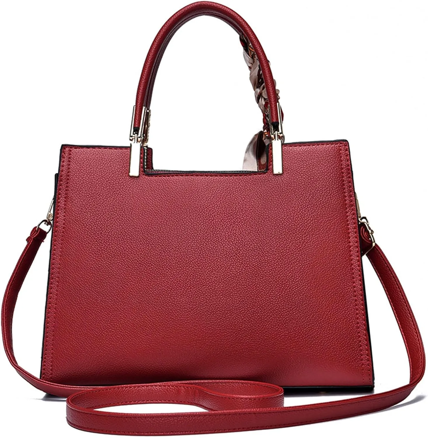 Anti Theft Shoulder Bags for Woman Lightweight Tote Shoulder Bags Satchel Black Purses Temperament Clutch Purse(Red)