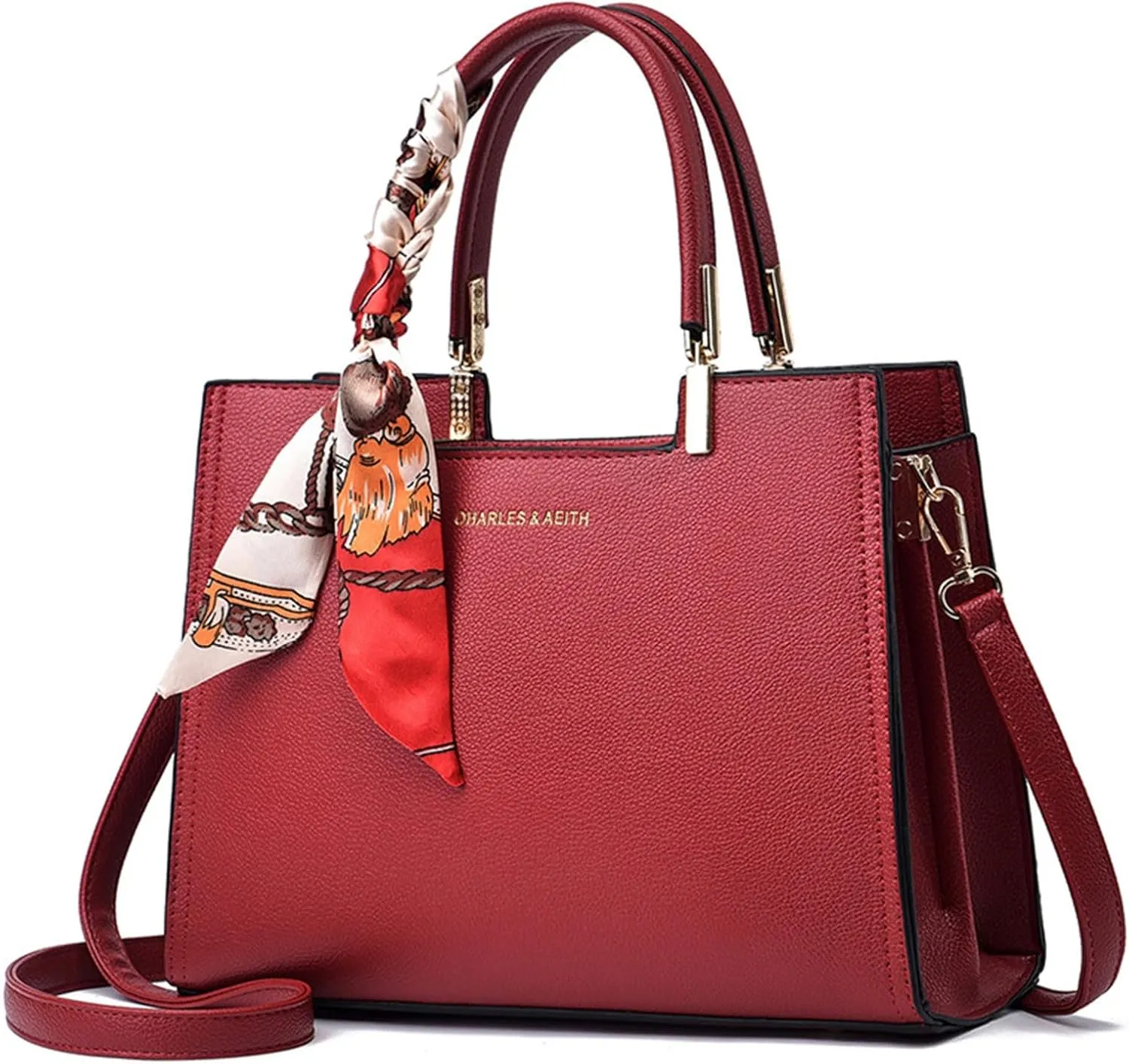 Anti Theft Shoulder Bags for Woman Lightweight Tote Shoulder Bags Satchel Black Purses Temperament Clutch Purse(Red)