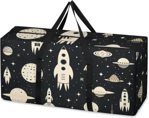Artistic Galaxy Extra Large Moving Bags Heavy Duty Storage Bags Graffiti Galaxy Cloth Wrap Around Handles Double Zipper Reusable Convenient Foldable Storage Tote for Travel Camping Space Save