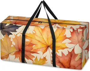 Autumn Maple Leaves Extra Large Moving Bags Heavy Duty Storage Bags Dreamy Leaves Cloth Wrap Around Handles Double Zipper Reusable Convenient Foldable Storage Tote for Travel Camping Space Save