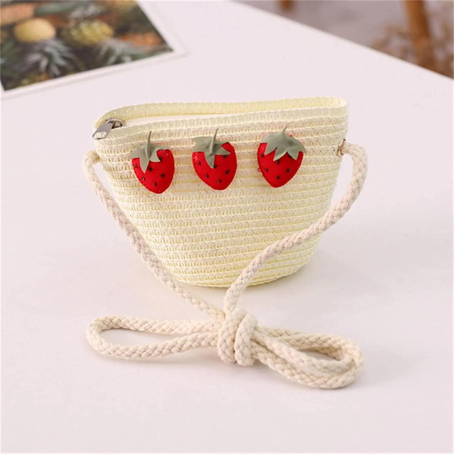 BagsStraw Woven Solid ColorTravelLittle Girls Mens Shoulder Bag (White, One Size)