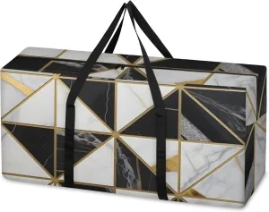 Black Gold Marble Extra Large Moving Bags Heavy Duty Storage Bags Artistic Marble Cloth Wrap Around Handles Double Zipper Reusable Convenient Foldable Storage Tote for Travel Camping Space Save