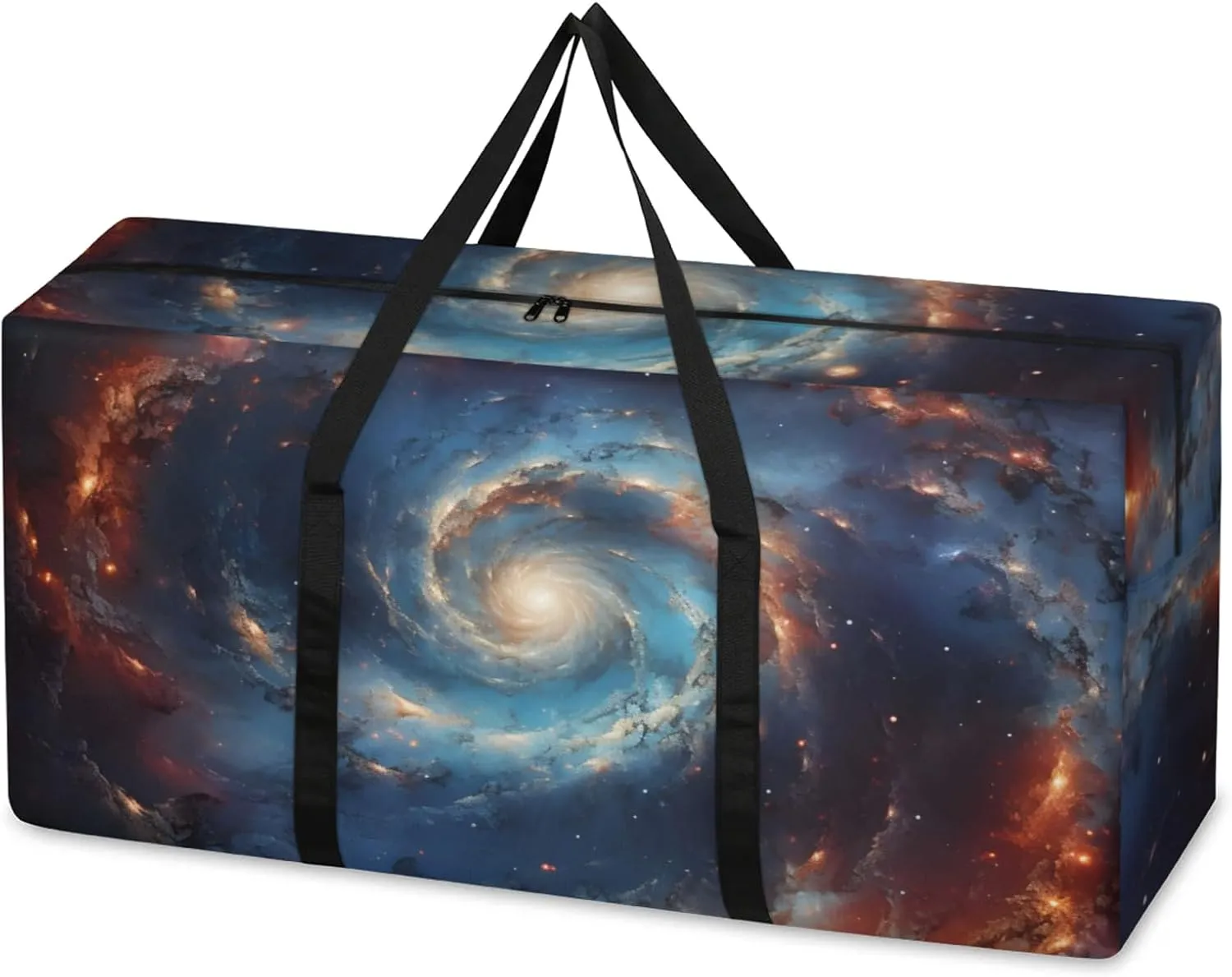 Bright Galaxy Extra Large Moving Bags Heavy Duty Storage Bags Abstract Galaxy Cloth Wrap Around Handles Double Zipper Reusable Convenient Foldable Storage Tote for Travel Camping Space Save