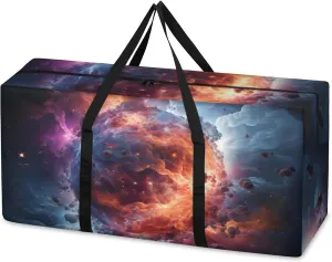 Bright Galaxy Extra Large Moving Bags Heavy Duty Storage Bags Glitter Galaxy Cloth Wrap Around Handles Double Zipper Reusable Convenient Foldable Storage Tote for Travel Camping Space Save