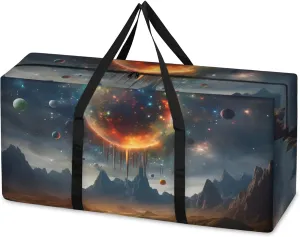 Bright Galaxy Extra Large Moving Bags Heavy Duty Storage Bags Modern Galaxy Cloth Wrap Around Handles Double Zipper Reusable Convenient Foldable Storage Tote for Travel Camping Space Save