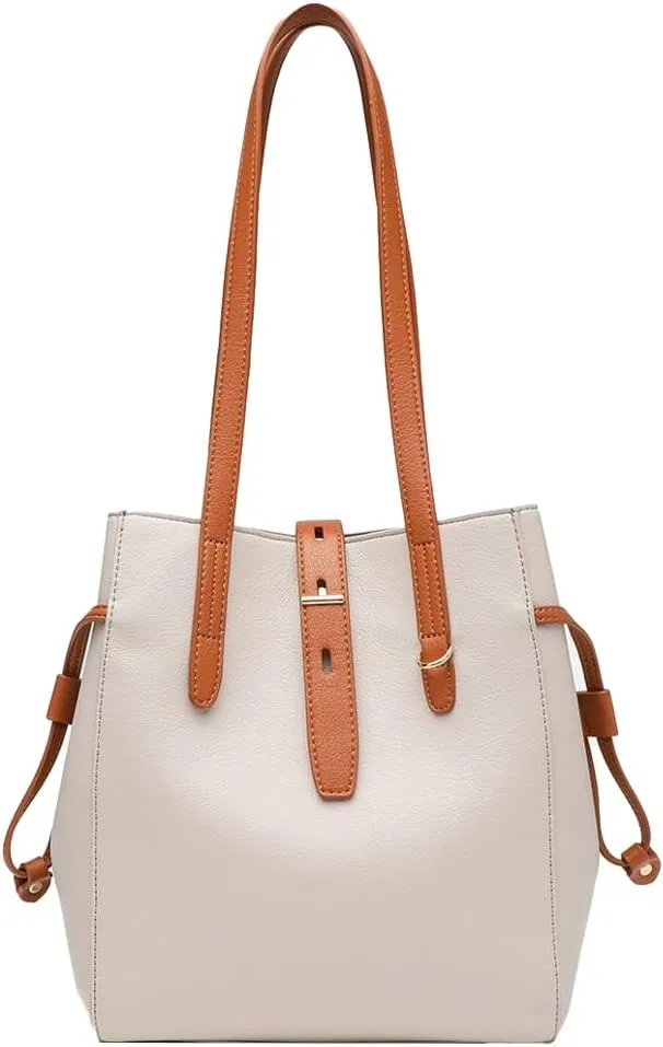 Bucket Shoulder Bags for Women Vegan Leather Tote Purses Handbags Large Trendy Work Top Handle Satchels