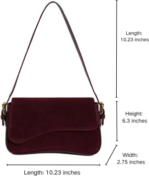 Burgundy Suede Crossbody Bags for Women Y2K Purse Suede Red Satchels Fall Wine Colored Purse