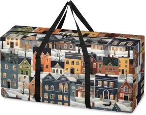 Cartoon City Extra Large Moving Bags Heavy Duty Storage Bags Magical City Cloth Wrap Around Handles Double Zipper Reusable Convenient Foldable Storage Tote for Travel Camping Space Save