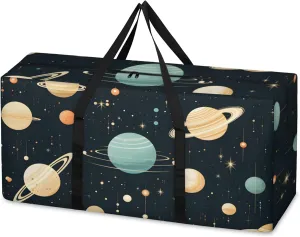 Cartoon Galaxy Extra Large Moving Bags Heavy Duty Storage Bags Abstract Galaxy Cloth Wrap Around Handles Double Zipper Reusable Convenient Foldable Storage Tote for Travel Camping Space Save