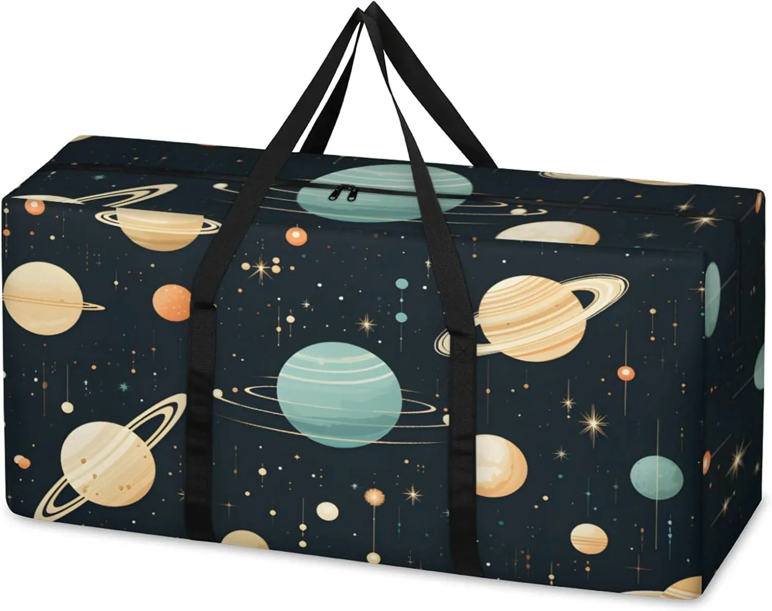 Cartoon Galaxy Extra Large Moving Bags Heavy Duty Storage Bags Abstract Galaxy Cloth Wrap Around Handles Double Zipper Reusable Convenient Foldable Storage Tote for Travel Camping Space Save