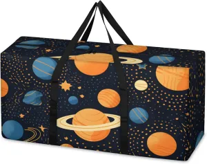 Cartoon Galaxy Extra Large Moving Bags Heavy Duty Storage Bags Colorful Galaxy Cloth Wrap Around Handles Double Zipper Reusable Convenient Foldable Storage Tote for Travel Camping Space Save