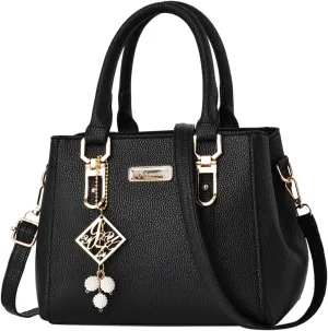 Casual Leather Messenger Bag Large Capacity Handbag Fashion Womens Bags over The Shoulder Bags for (Black, One Size)
