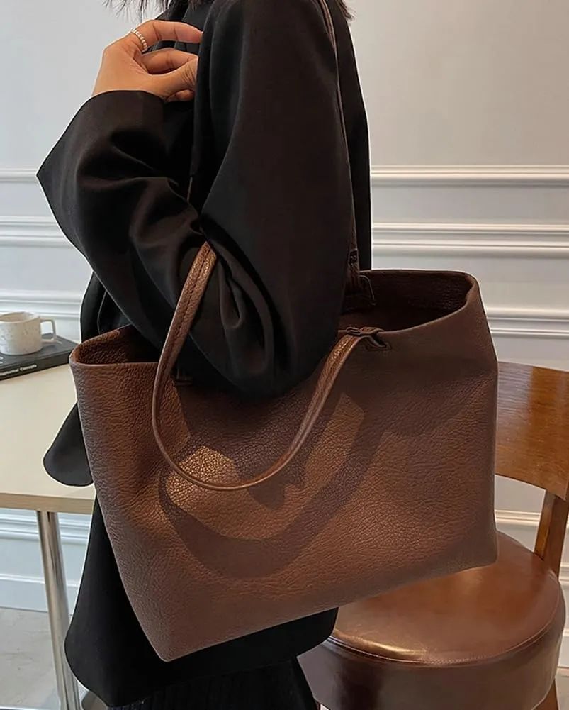 Casual Tote Bags for Women Soft Shoulder Purses Ladies Large Top Handle Handbag Working Satchels 2pcs