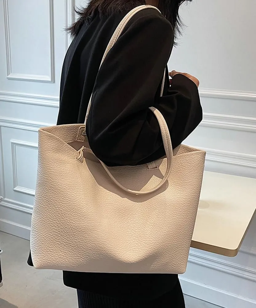 Casual Tote Bags for Women Soft Shoulder Purses Ladies Large Top Handle Handbag Working Satchels 2pcs