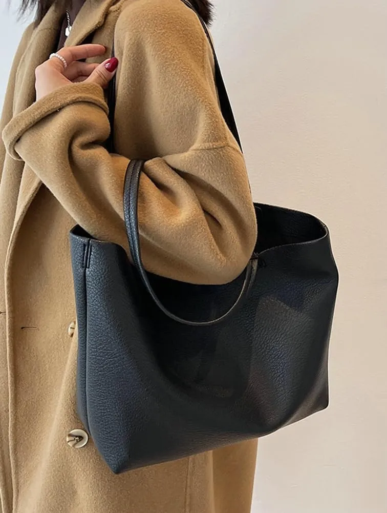 Casual Tote Bags for Women Soft Shoulder Purses Ladies Large Top Handle Handbag Working Satchels 2pcs