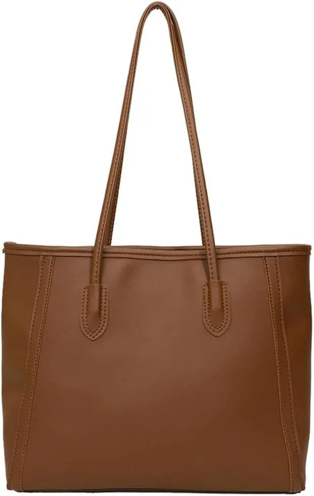Casual Vegan Leather Tote Bags for Women Large Working Shoulder Purse Ladies Top Handle Handbags Satchels