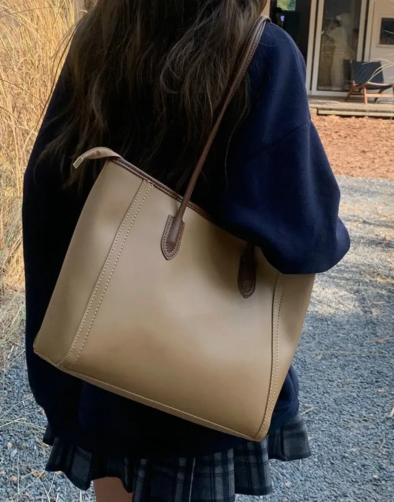 Casual Vegan Leather Tote Bags for Women Large Working Shoulder Purse Ladies Top Handle Handbags Satchels