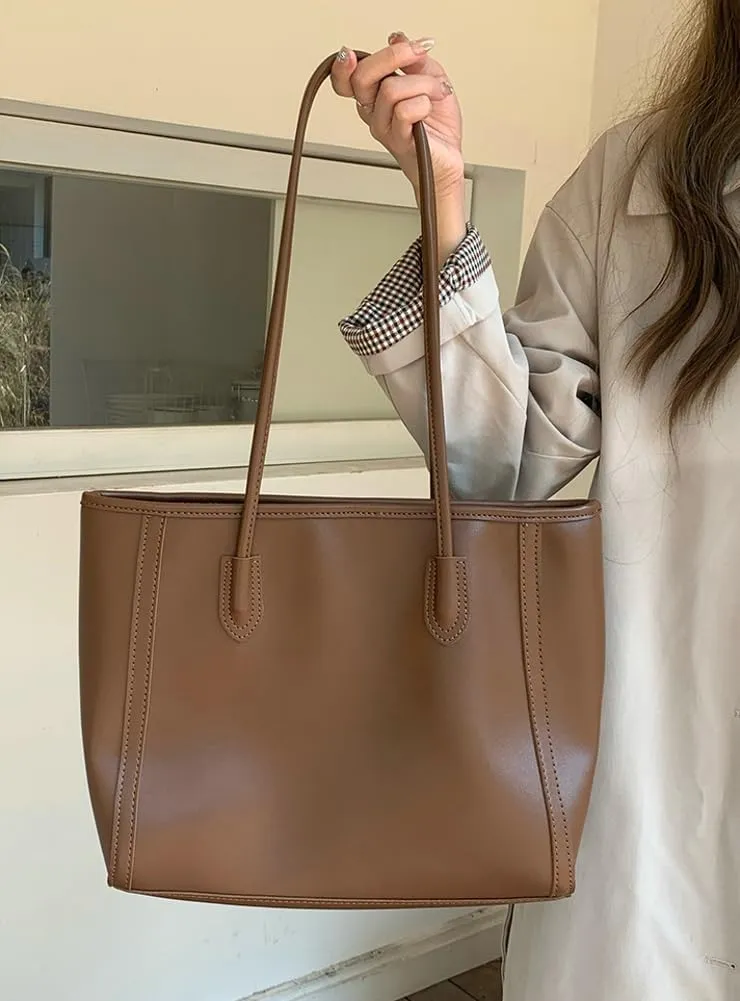 Casual Vegan Leather Tote Bags for Women Large Working Shoulder Purse Ladies Top Handle Handbags Satchels
