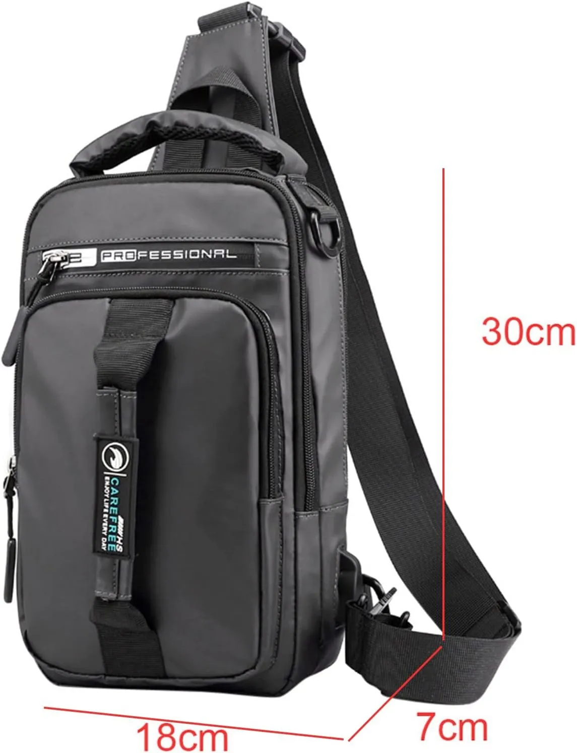 Chest Strap Small Folding Pack for Walking Multifunction Shoulder Bag Backpack Usb Charging Nylon Chest Black